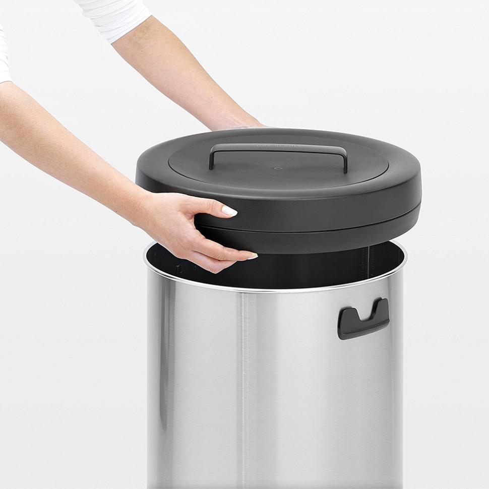 Brabantia Сміттєвий бак 60 л матовий сталевий з захистом від відбитків пальців Big Bin | https://grandposuda.com.ua