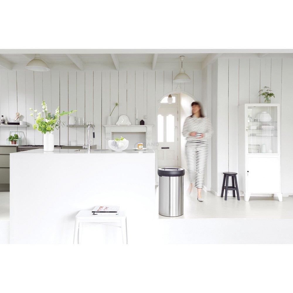 Brabantia Сміттєвий бак 60 л матовий сталевий з захистом від відбитків пальців Big Bin | https://grandposuda.com.ua