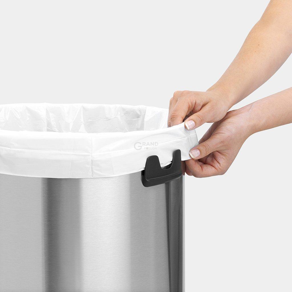 Brabantia Сміттєвий бак 60 л матовий сталевий з захистом від відбитків пальців Big Bin | https://grandposuda.com.ua