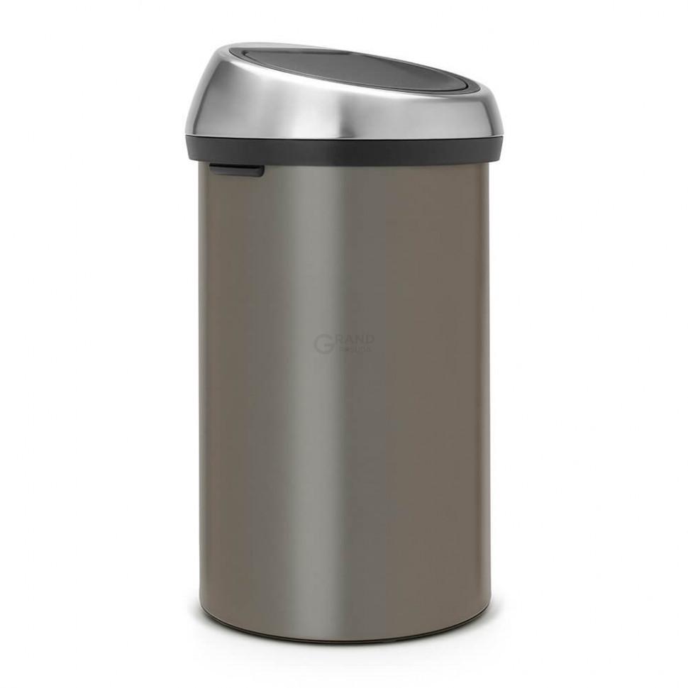 Brabantia Сміттєвий бак 60 л платиновий, матова кришка Touch Bin | https://grandposuda.com.ua