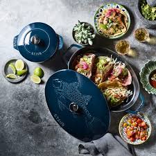 Staub Сковорода-жаровня 33 см с крышкой овальная La Mer | https://grandposuda.com.ua