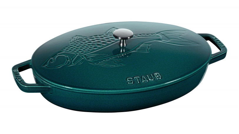 Staub Сковорода-жаровня 33 см с крышкой овальная La Mer | https://grandposuda.com.ua