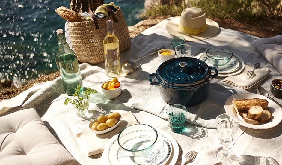 Staub Каструля / жаровня 22 см з кришкою La Mer | https://grandposuda.com.ua