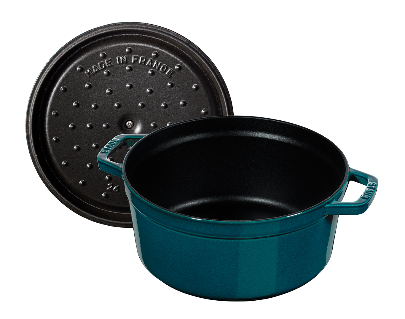 Staub Каструля / жаровня 22 см з кришкою La Mer | https://grandposuda.com.ua