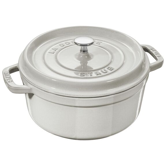 Staub Каструля / жаровня 24 см з кришкою біла White Truffle | https://grandposuda.com.ua
