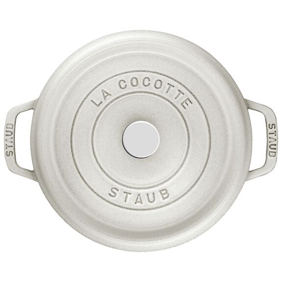 Staub Каструля / жаровня 28 см з кришкою біла La Mer | https://grandposuda.com.ua