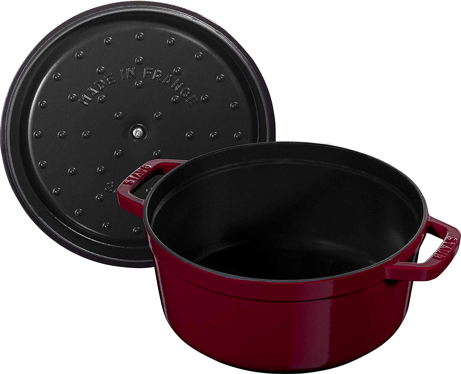 Staub Каструля / жаровня 28 см з кришкою бордова | https://grandposuda.com.ua