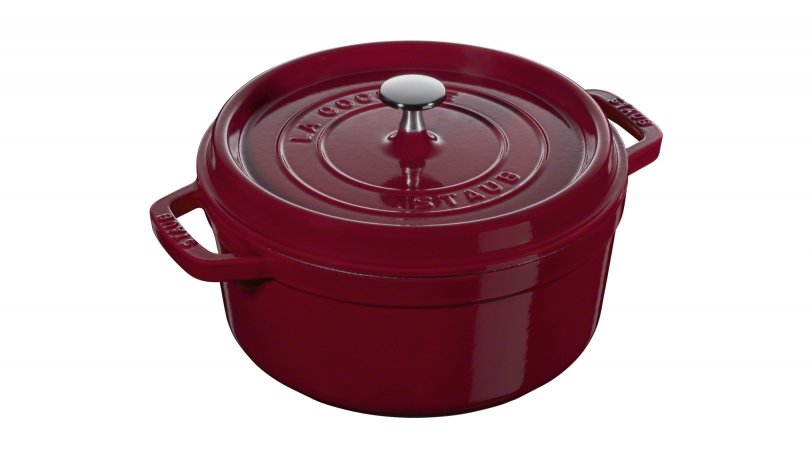 Staub Кастрюля / жаровня 20 см с крышкой бордовая | https://grandposuda.com.ua