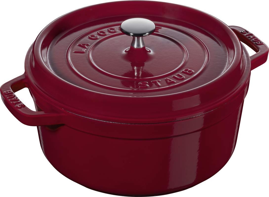 Staub Каструля / жаровня 24 см з кришкою бордова | https://grandposuda.com.ua