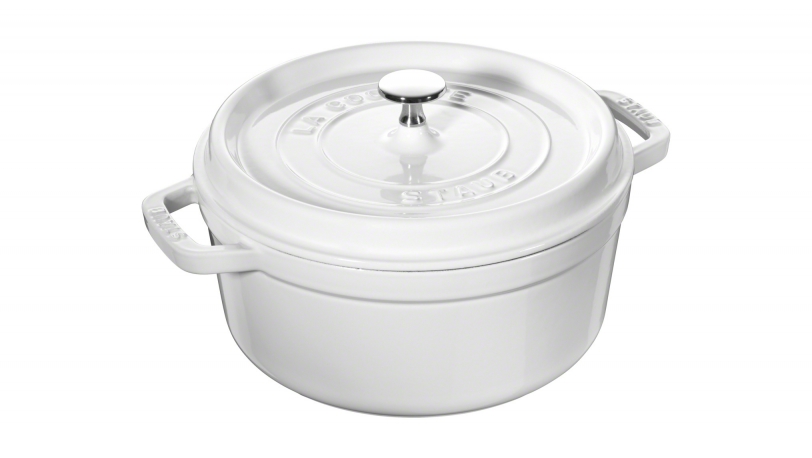 Staub Каструля / жаровня 26 см з кришкою weiß | https://grandposuda.com.ua