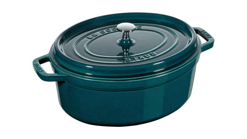 Staub Каструля / жаровня 31 см з кришкою овальна La Mer | https://grandposuda.com.ua