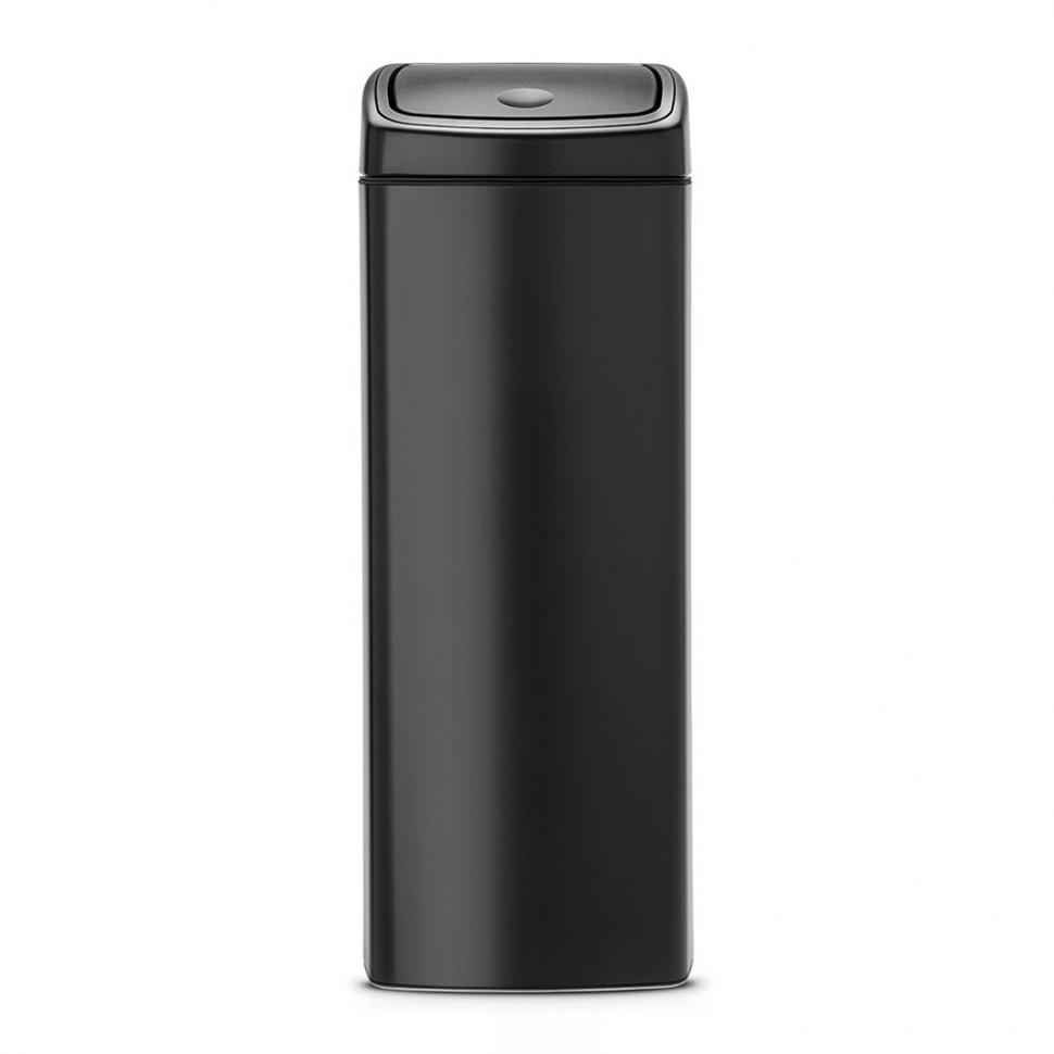 Brabantia Прямокутний сміттєвий бак 25 л чорний матовий Touch Bin | https://grandposuda.com.ua