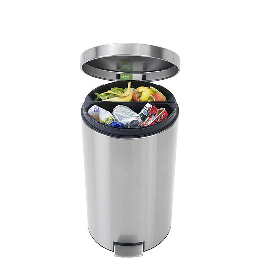 Brabantia Двосекційний сміттєвий бак з педаллю (2 х 20л), безшумний (2 пластикових внутрішніх відра) Pedal Bin | https://grandposuda.com.ua