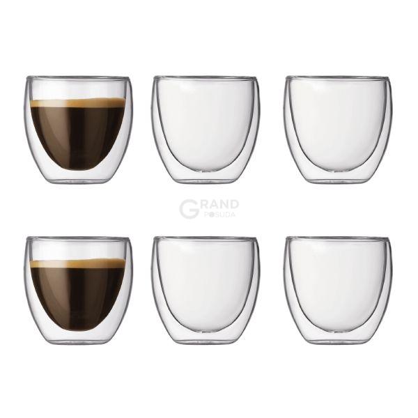 Bodum Набор стаканов с двойными стенками, 0,08 л, 6 предметов, Pavina | https://grandposuda.com.ua