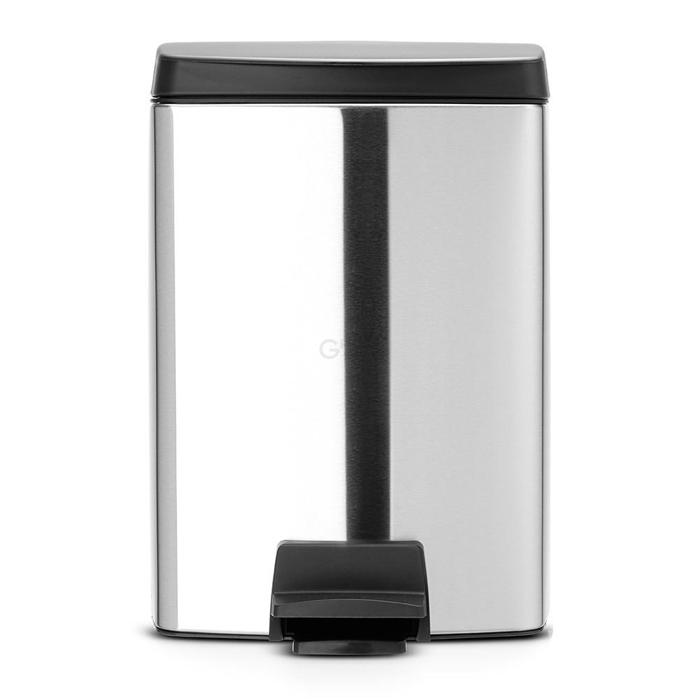 Brabantia Прямокутний сміттєвий бак з педаллю 10 л безшумний матова сталь із захистом від відбитків пальців Pedal Bin | https://grandposuda.com.ua