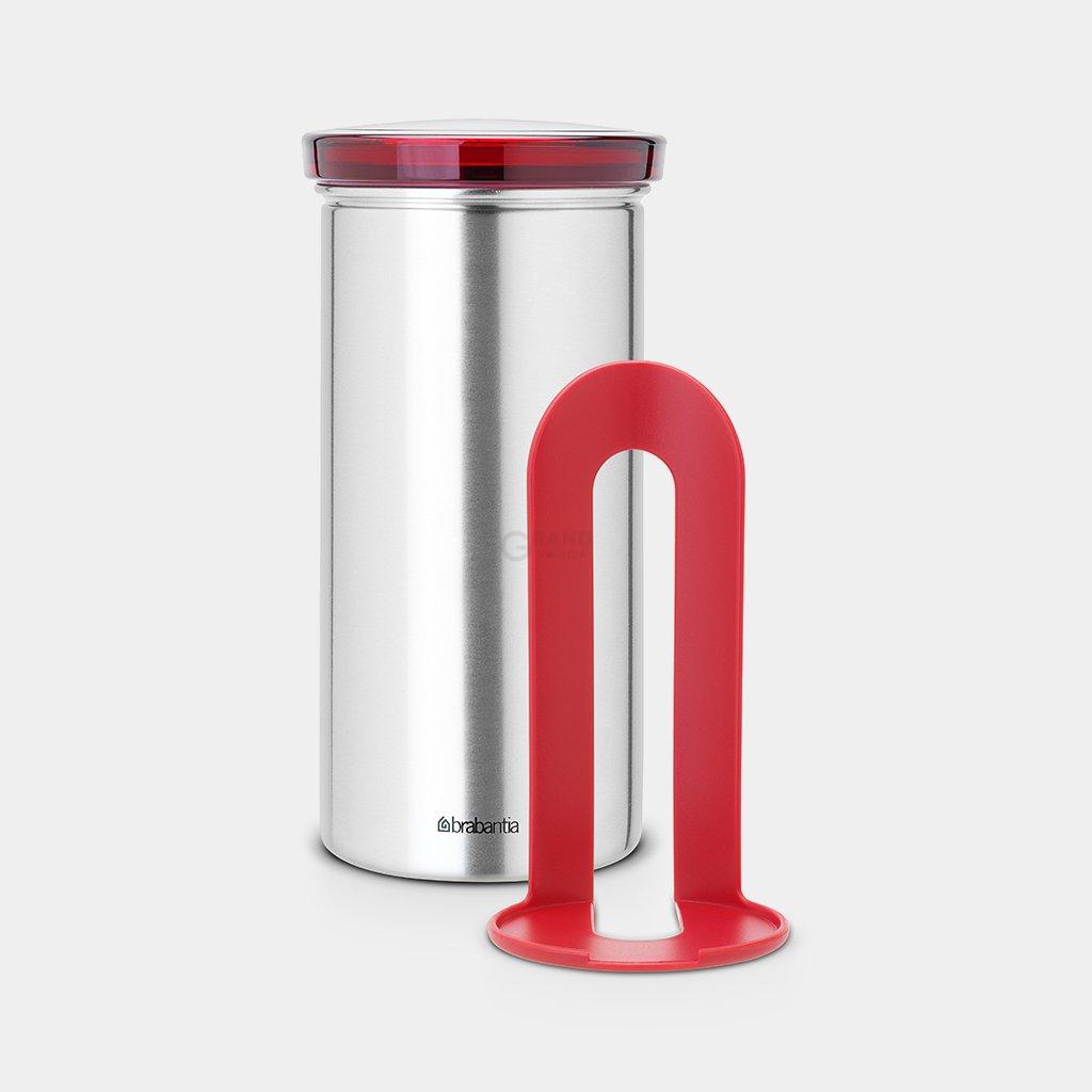 Brabantia Ємність для зберігання чаю / кави в чалдах матова сталь, червона кришка | https://grandposuda.com.ua