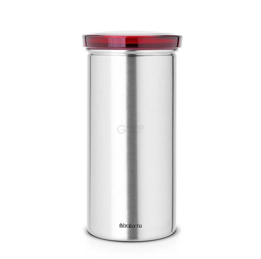 Brabantia Ємність для зберігання чаю / кави в чалдах матова сталь, червона кришка | https://grandposuda.com.ua