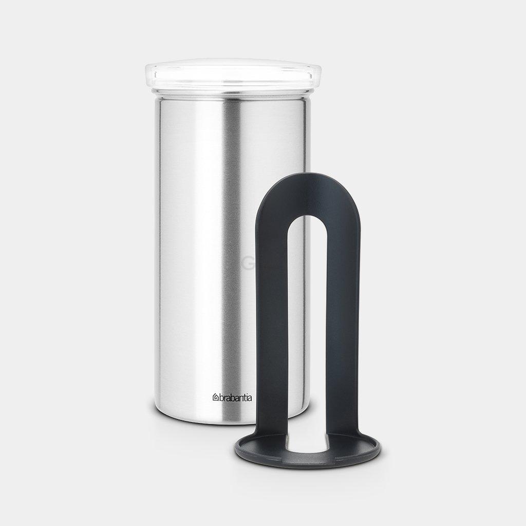 Brabantia Ємність для зберігання чаю / кави в чалдах матова сталь, прозора кришка | https://grandposuda.com.ua