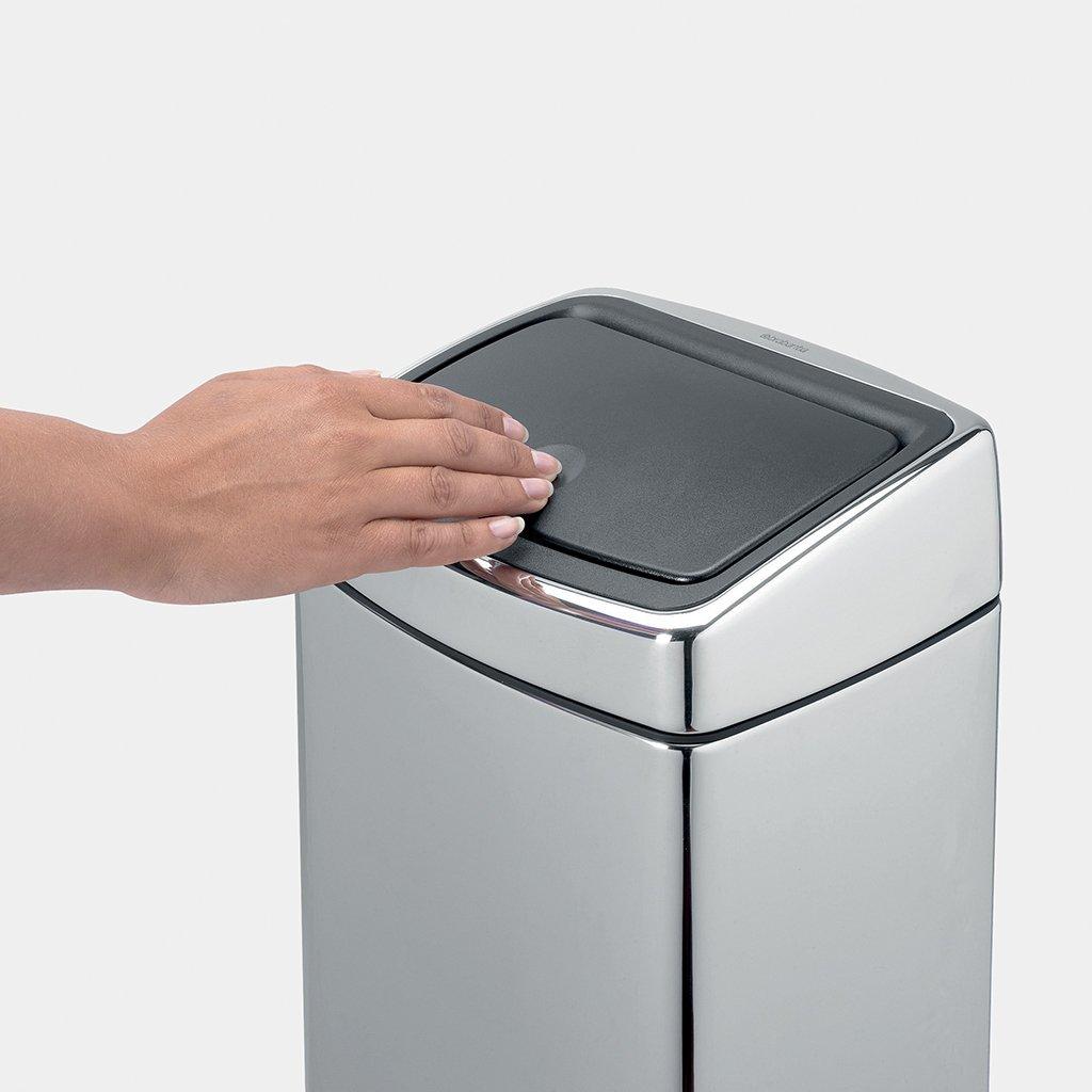 Brabantia Прямокутний сміттєвий бак 10 л глянсовий сталевий Touch Bin | https://grandposuda.com.ua