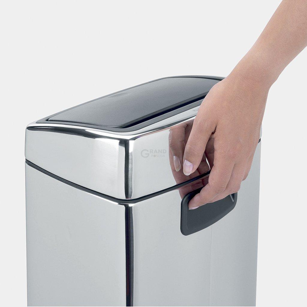 Brabantia Прямокутний сміттєвий бак 10 л глянсовий сталевий Touch Bin | https://grandposuda.com.ua