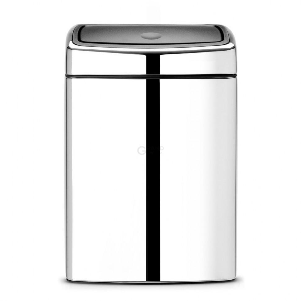 Brabantia Прямокутний сміттєвий бак 10 л глянсовий сталевий Touch Bin | https://grandposuda.com.ua