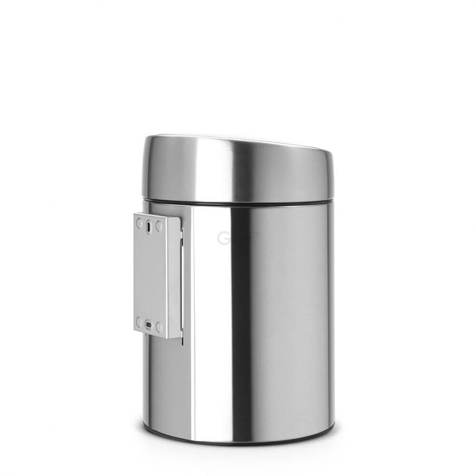 Brabantia Сміттєвий бак 5 л матовий сталевий з захистом від відбитків пальців Slide Bin | https://grandposuda.com.ua
