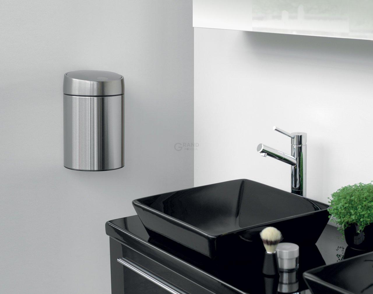 Brabantia Сміттєвий бак 5 л матовий сталевий з захистом від відбитків пальців Slide Bin | https://grandposuda.com.ua