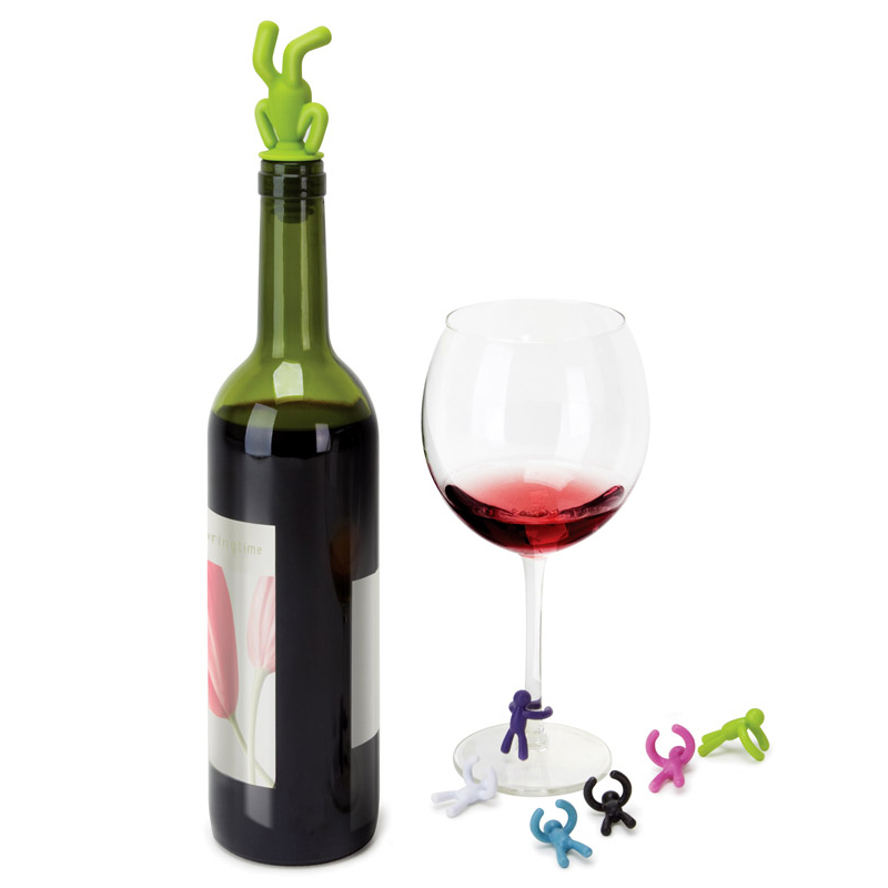 Umbra Пробка для бутылки и маркеры для бокалов 4х8х3 см мульти Drinking Buddy | https://grandposuda.com.ua