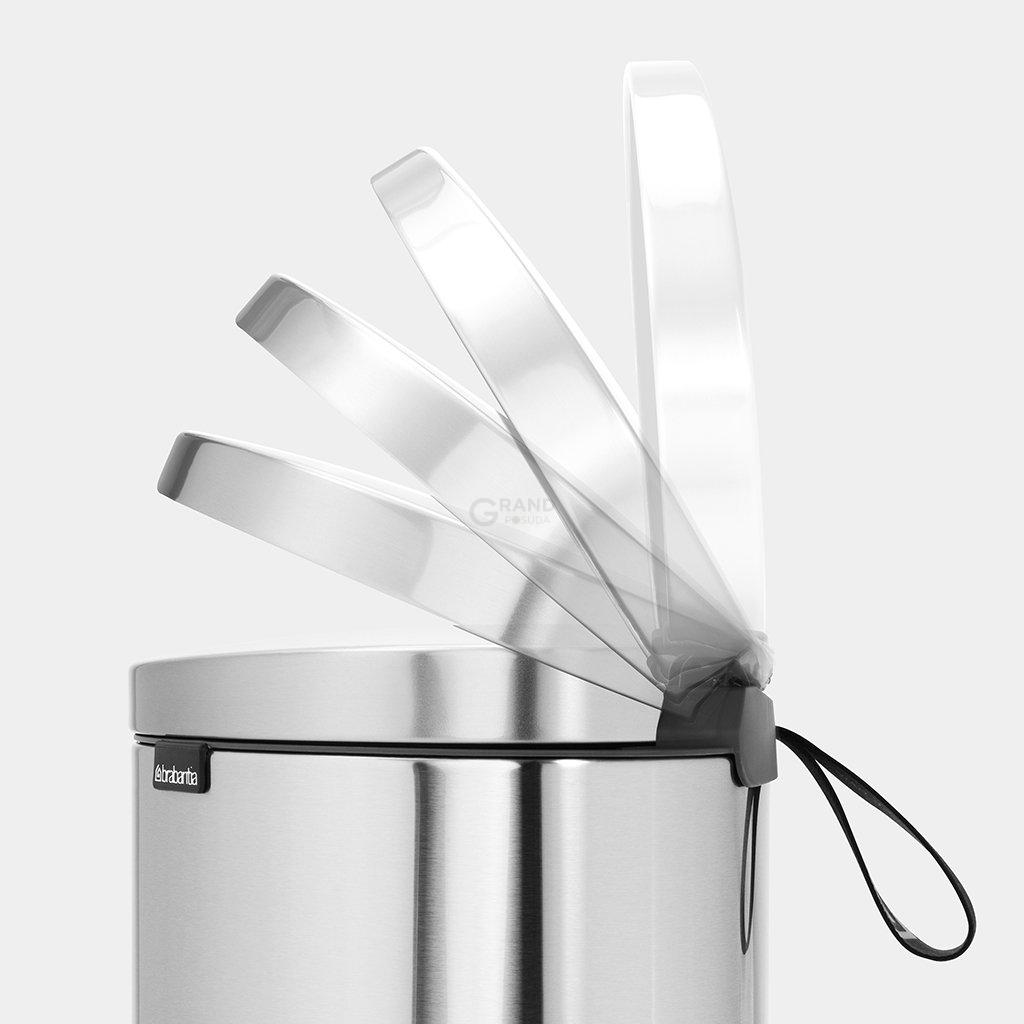 Brabantia Сміттєвий бак з педаллю 30 л безшумний матова сталь із захистом від відбитків пальців Flatback + | https://grandposuda.com.ua