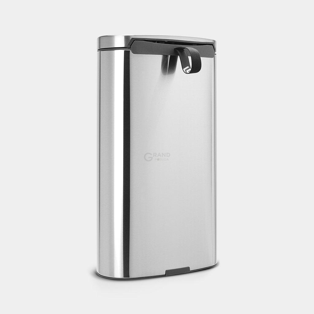 Brabantia Сміттєвий бак з педаллю 30 л безшумний матова сталь із захистом від відбитків пальців Flatback + | https://grandposuda.com.ua