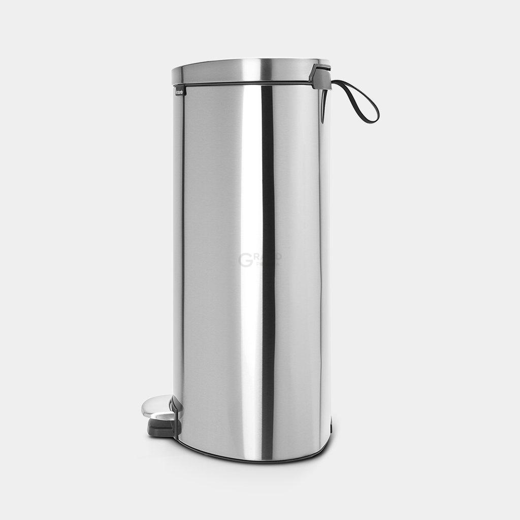 Brabantia Сміттєвий бак з педаллю 40 л безшумний матова сталь із захистом від відбитків пальців Flatback + | https://grandposuda.com.ua