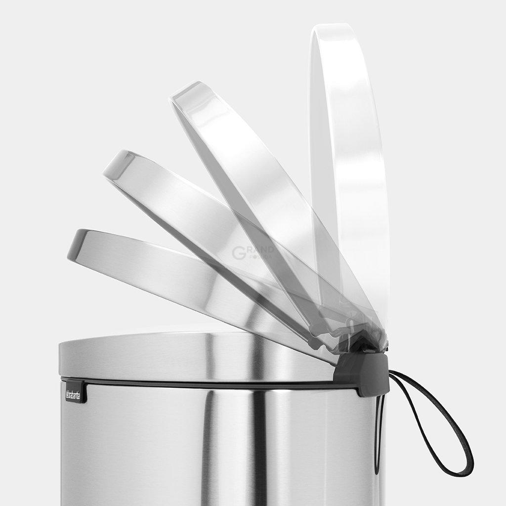 Brabantia Сміттєвий бак з педаллю 40 л безшумний матова сталь із захистом від відбитків пальців Flatback + | https://grandposuda.com.ua
