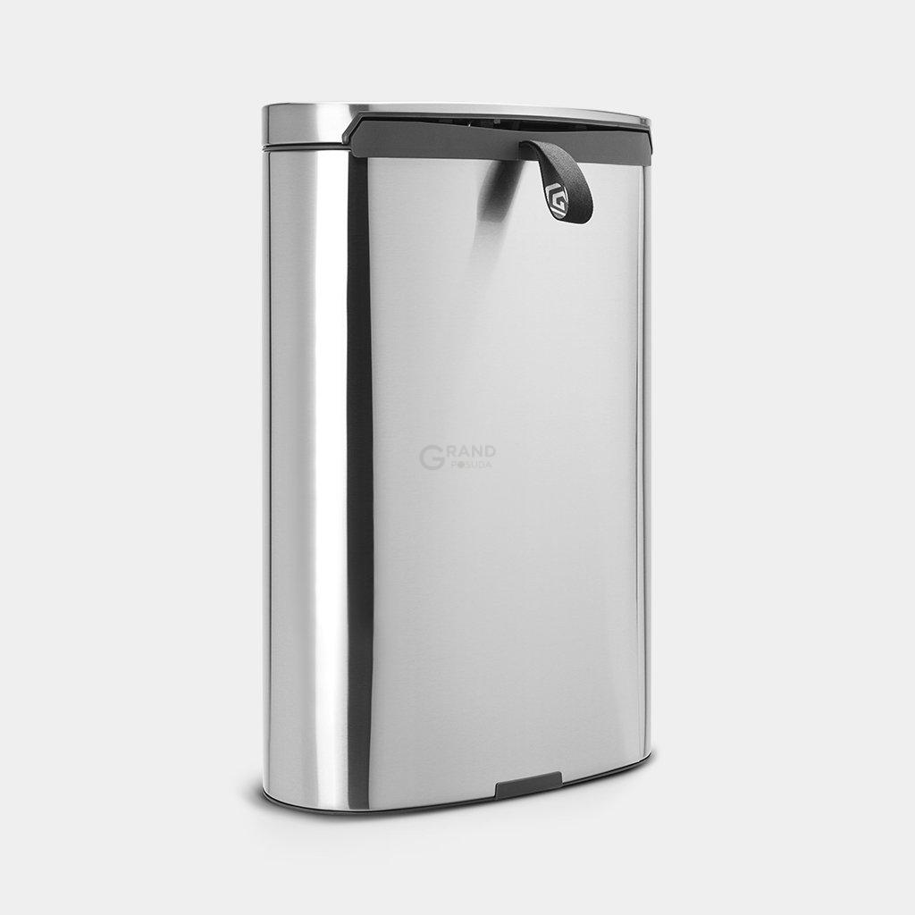 Brabantia Сміттєвий бак з педаллю 40 л безшумний матова сталь із захистом від відбитків пальців Flatback + | https://grandposuda.com.ua