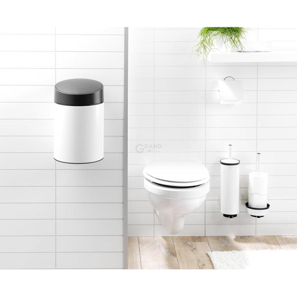 Brabantia Сміттєвий бак 5 л білий, чорна пластикова кришка Slide Bin | https://grandposuda.com.ua