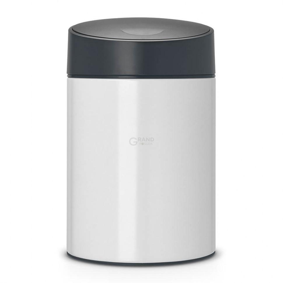 Brabantia Сміттєвий бак 5 л білий, чорна пластикова кришка Slide Bin | https://grandposuda.com.ua