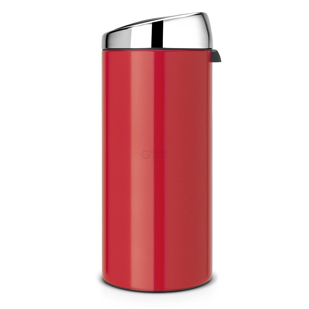 Brabantia Сміттєвий бак 30 л червоний сталева кришка Touch Bin | https://grandposuda.com.ua