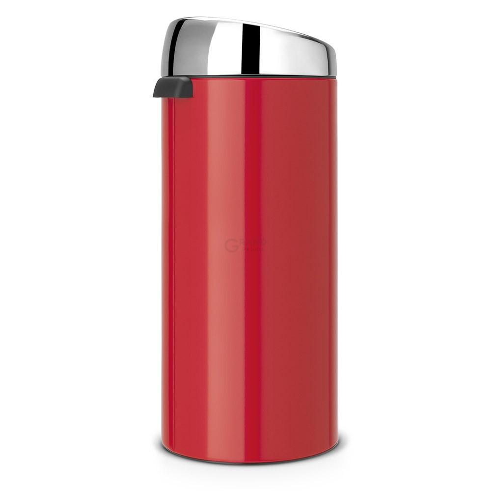 Brabantia Сміттєвий бак 30 л червоний сталева кришка Touch Bin | https://grandposuda.com.ua