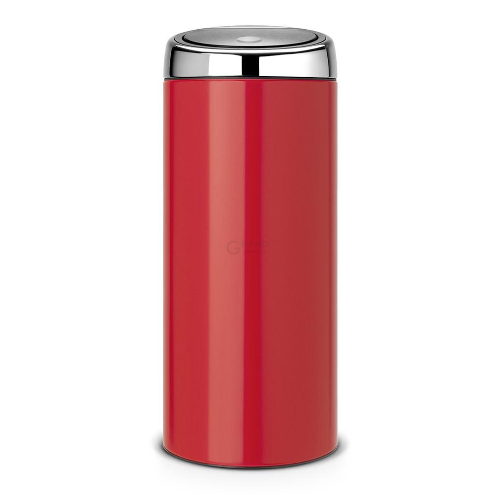 Brabantia Сміттєвий бак 30 л червоний сталева кришка Touch Bin | https://grandposuda.com.ua