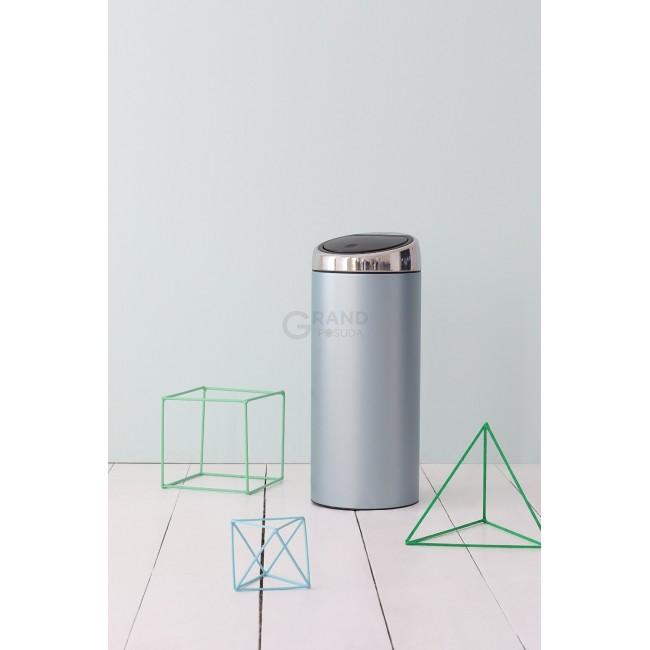 Brabantia Сміттєвий бак 30 л мятний металік сталева кришка Touch Bin | https://grandposuda.com.ua