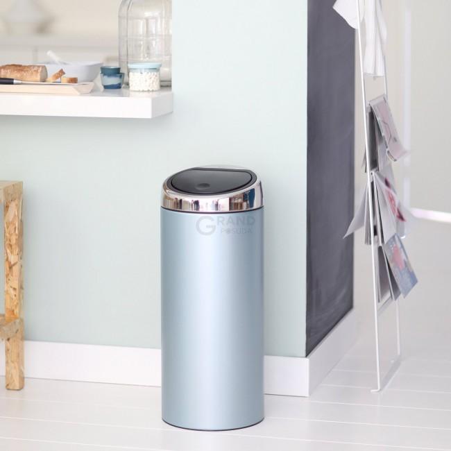 Brabantia Сміттєвий бак 30 л мятний металік сталева кришка Touch Bin | https://grandposuda.com.ua