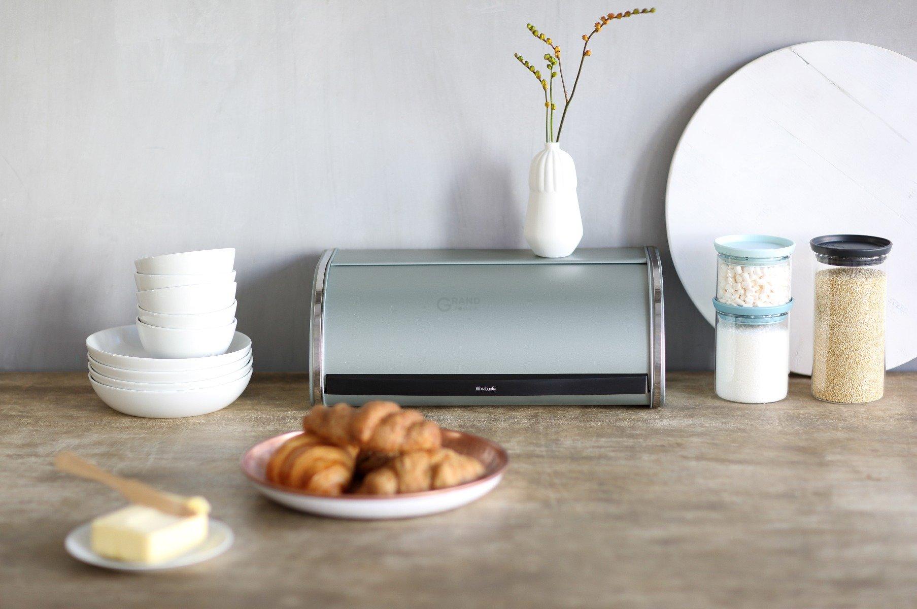 Brabantia Хлебница со сдвигающейся крышкой 17,5х44,8х27 см мятный металлик | https://grandposuda.com.ua