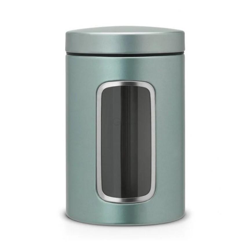 Brabantia Ємність для зберігання сипучих продуктів з вікном 1,4 л мятний металік | https://grandposuda.com.ua