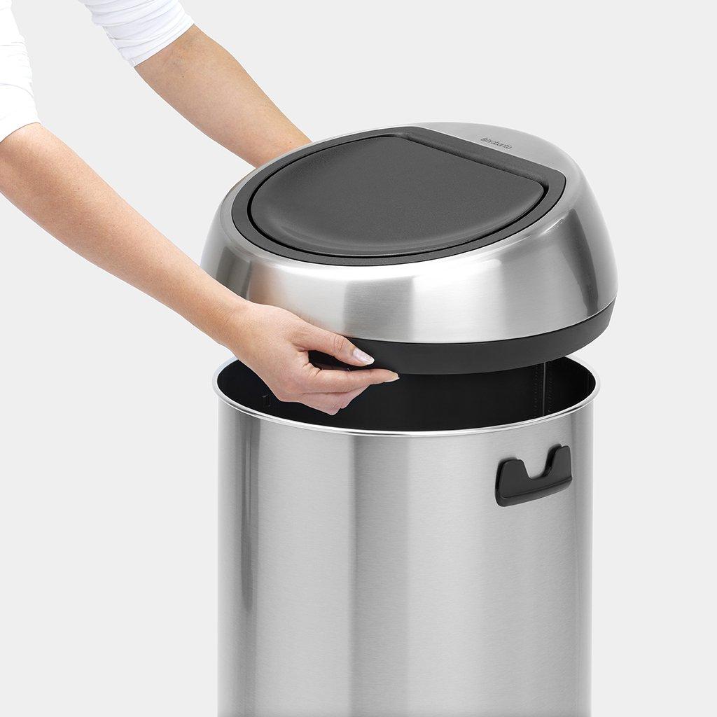 Brabantia Сміттєвий бак 60 л матовий сталевий з захистом від відбитків пальців Touch Bin | https://grandposuda.com.ua