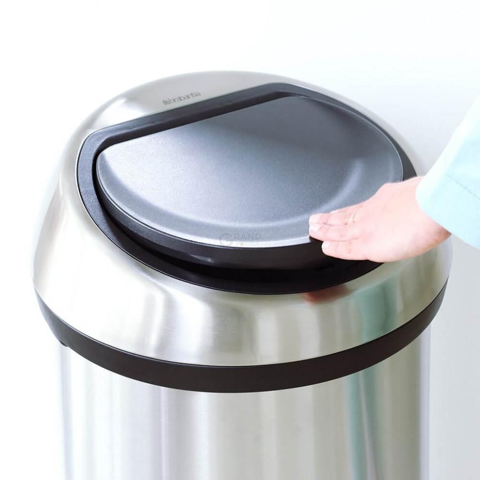 Brabantia Сміттєвий бак 60 л матовий сталевий з захистом від відбитків пальців Touch Bin | https://grandposuda.com.ua