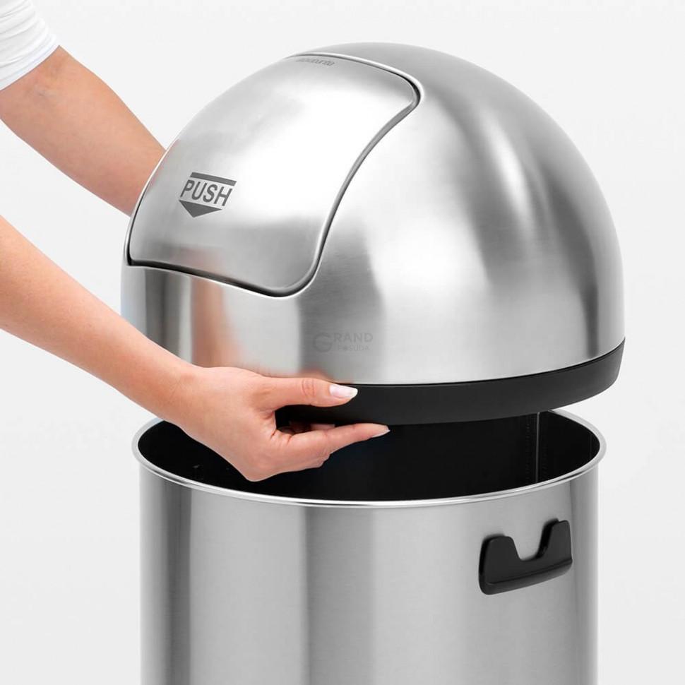 Brabantia Сміттєвий бак 60 л матовий сталевий Push Bin | https://grandposuda.com.ua