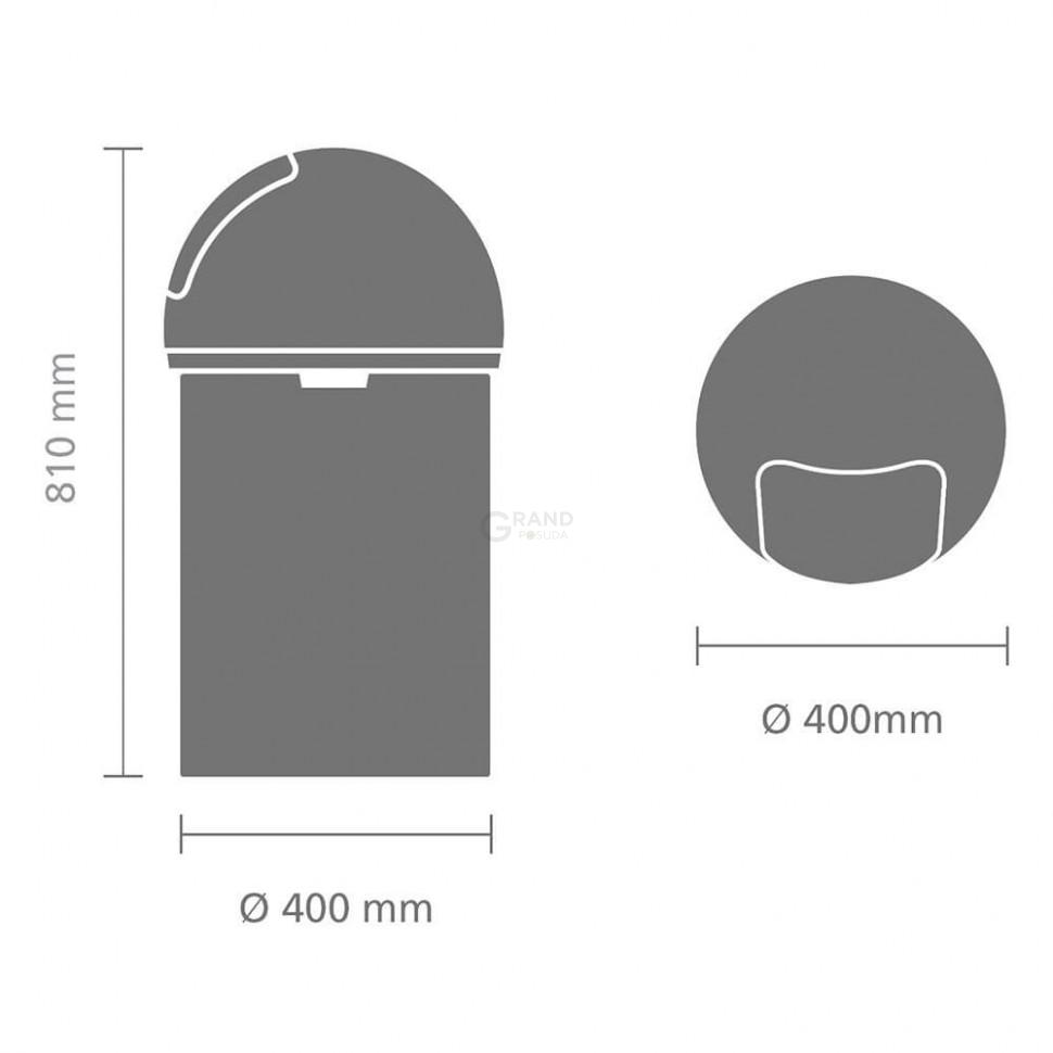 Brabantia Сміттєвий бак 60 л матовий сталевий Push Bin | https://grandposuda.com.ua