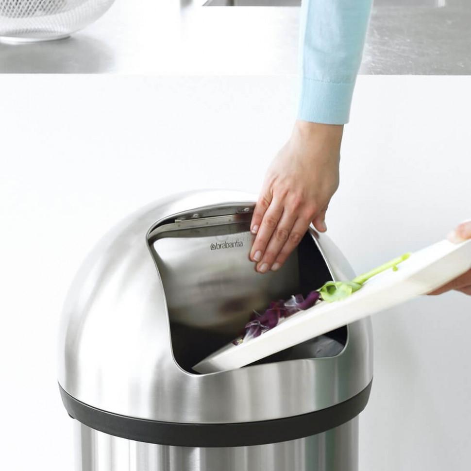Brabantia Сміттєвий бак 60 л матовий сталевий Push Bin | https://grandposuda.com.ua