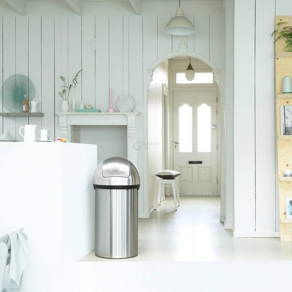 Brabantia Сміттєвий бак 60 л матовий сталевий Push Bin | https://grandposuda.com.ua