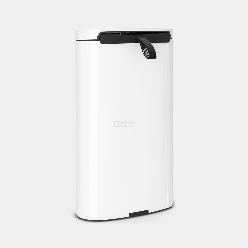 Brabantia Мусорный бак с педалью 30 л бесшумный белый Flatback+ | https://grandposuda.com.ua