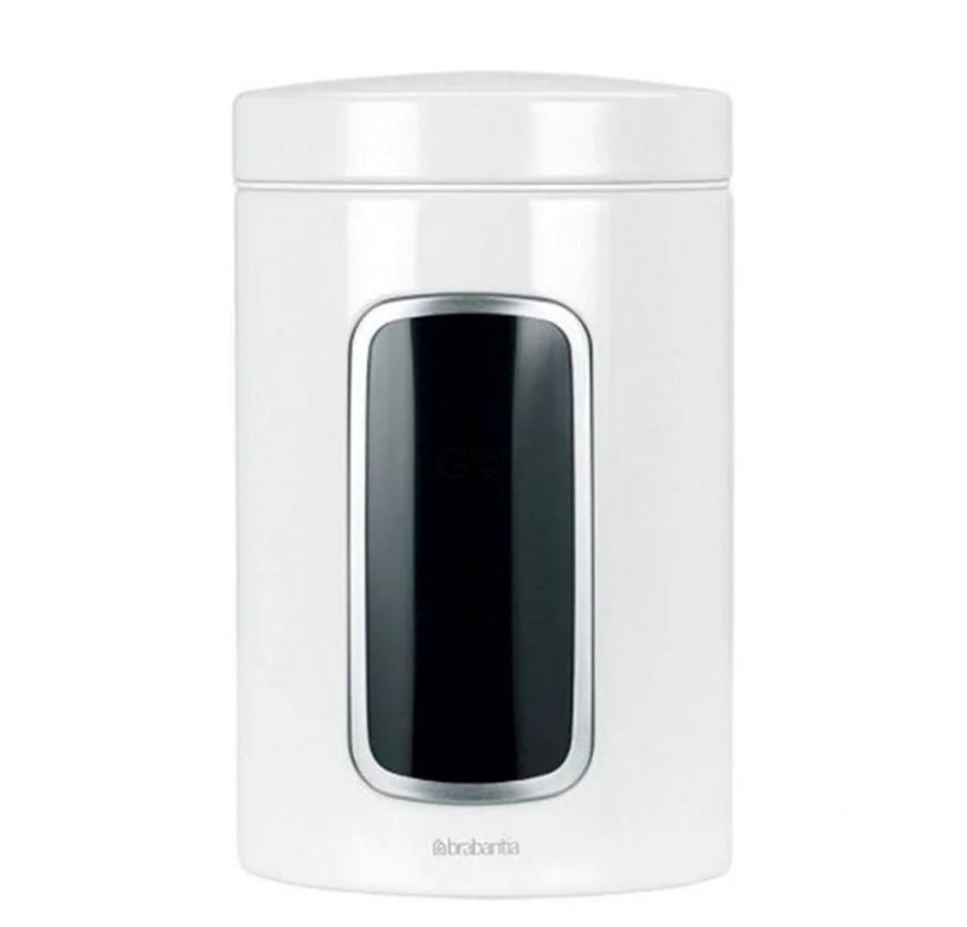 Brabantia Ємність для зберігання сипучих продуктів з вікном 1,4 л біла | https://grandposuda.com.ua